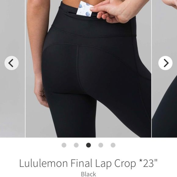 LULULEMON Final Lap Crop 23β Like New Black Nulux Leggings Fast & Free Sz 6 VEUC - Picture 4 of 15